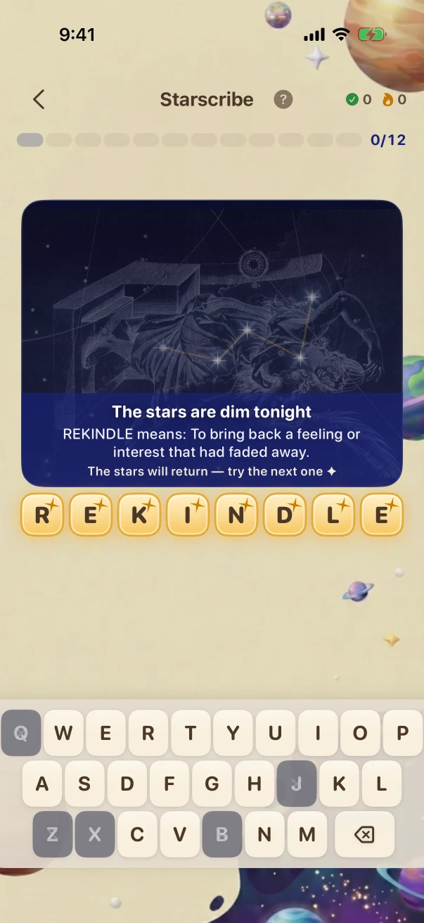 Starscribe Wrong-answer feedback. To bring back a feeling or interest that had faded away.