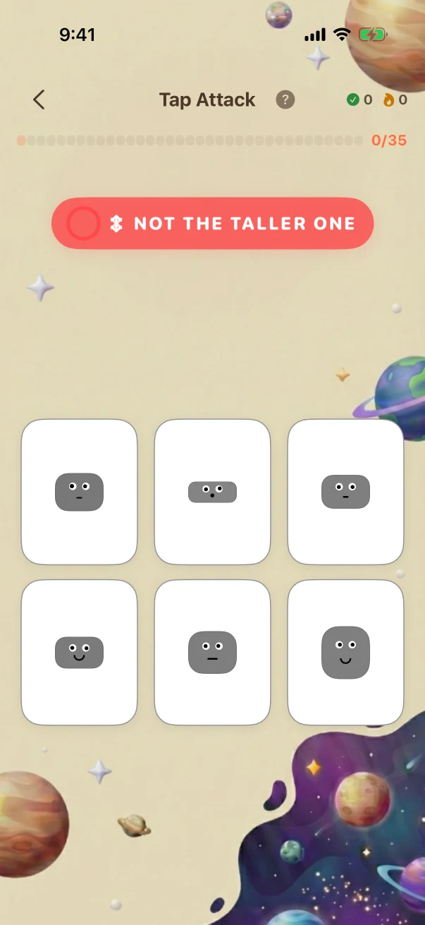 TapAttack Problem screen. NOT THE TALLER ONE (6 cards)